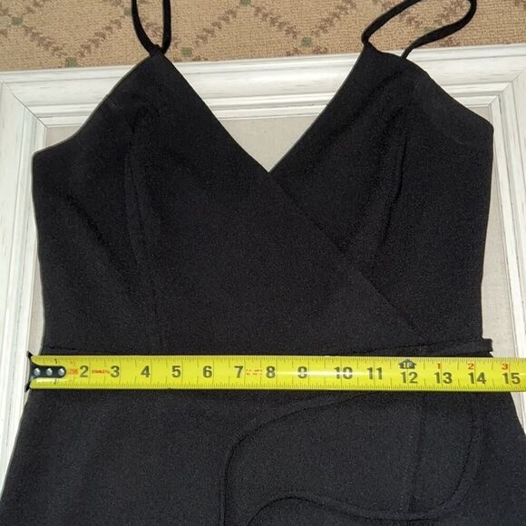 Solemio Black crepe feel romper with wrap front and side tie - M - Picture 4 of 10